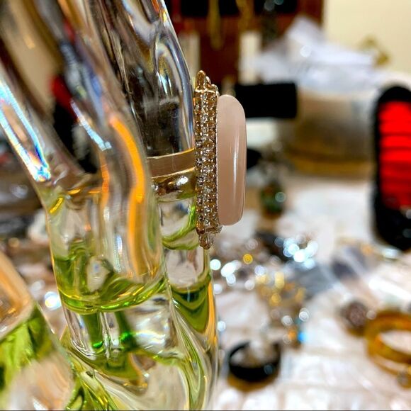 Rose Quartz Ring Silver Tone Band Sz 7.5 - Picture 3 of 6